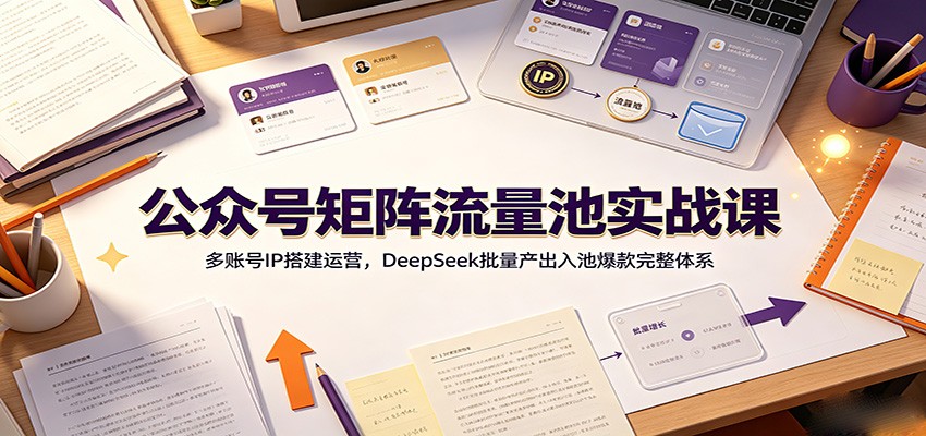 公众号矩阵流量池实战课：多账号IP搭建运营，DeepSeek批量产出入池爆款完整体系-藏宝阁