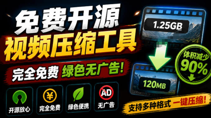 Github开源视频压缩瘦身工具，轻松压缩90%，并保持画质清晰，完全免费绿色无广告！VideoSlim-藏宝阁