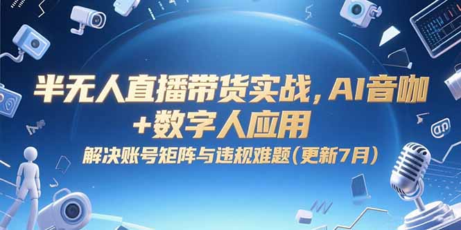 半无人直播带货实战，AI音咖+数字人应用 解决账号矩阵与违规难题(更新7月-藏宝阁