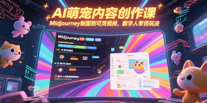 AI萌宠内容创作课，Midjourney制图到可灵视频，数字人带货玩法-藏宝阁