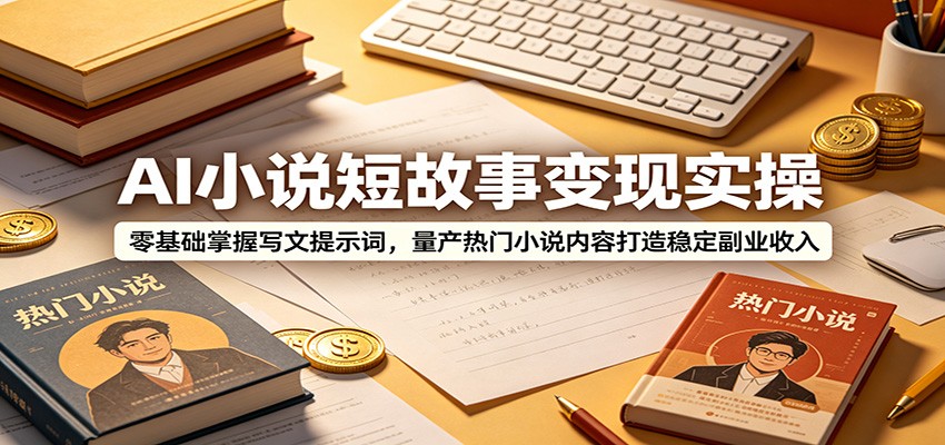 AI小说短故事变现实操：零基础掌握写文提示词，量产热门小说内容打造稳定副业收入-藏宝阁