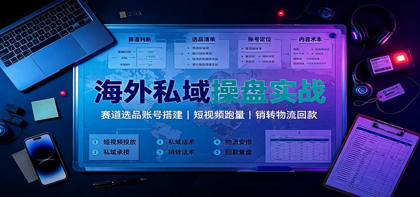 海外私域操盘实战：赛道选品账号搭建，短视频跑量，销转物流回款-藏宝阁