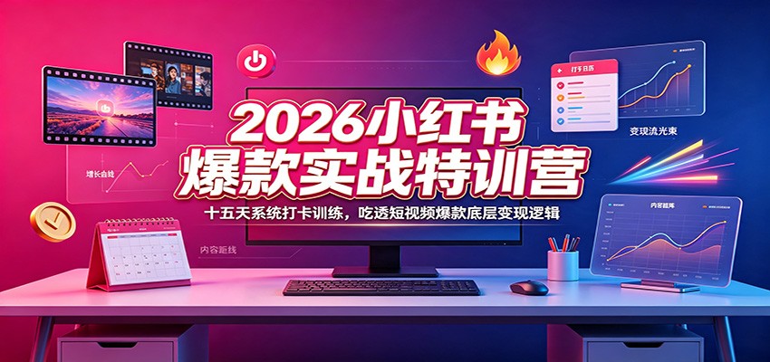 2026小红书爆款实战特训营：十五天系统打卡训练，吃透短视频爆款底层变现逻辑-藏宝阁