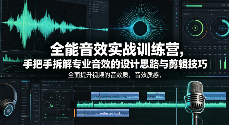 全能音效实战训练营，手把手拆解专业音效的设计思路与剪辑技巧，全面提升视频的音效质感-藏宝阁
