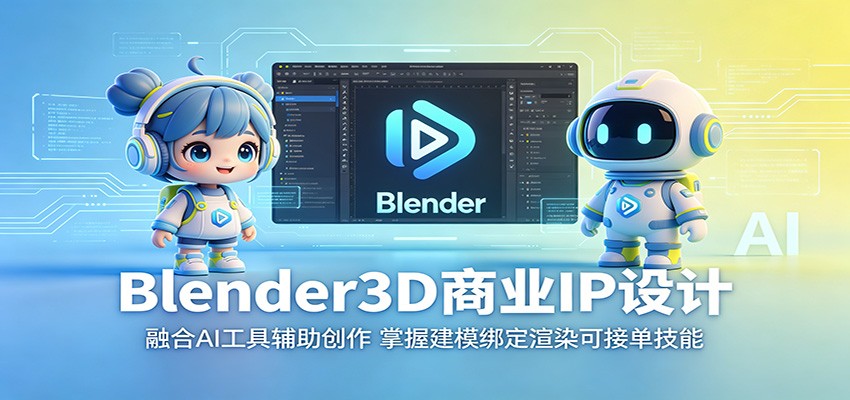 Blender3D商业IP设计：融合AI工具辅助创作，掌握建模绑定渲染可接单技能-藏宝阁