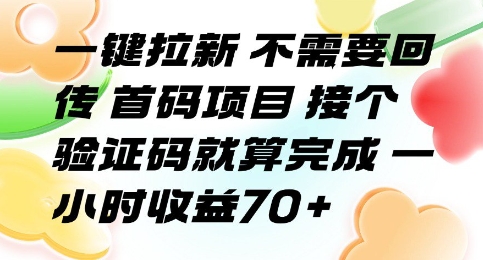 一键拉新 不需要回传 首码项目 接个验证码就算完成 一小时收益70+【揭秘】-藏宝阁