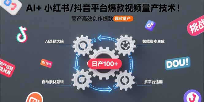 AI+小红书/抖音平台爆款视频量产技术：高产高效创作爆款视频！-藏宝阁