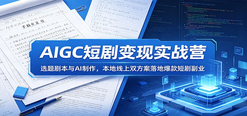 AIGC短剧变现实战营：选题剧本与AI制作，本地线上双方案落地爆款短剧副业-藏宝阁