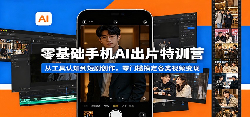 零基础手机AI出片特训营：从工具认知到短剧创作，零门槛搞定各类视频变现-藏宝阁