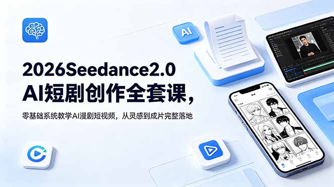 2026Seedance2.0AI短剧创作全套课，零基础系统教学AI漫剧短视频，从灵感到成片完整落地-藏宝阁