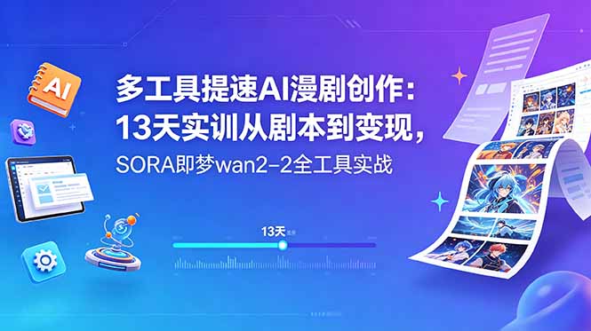 多工具提速AI漫剧创作：13天实训从剧本到变现，SORA即梦wan2-2全工具实战-藏宝阁