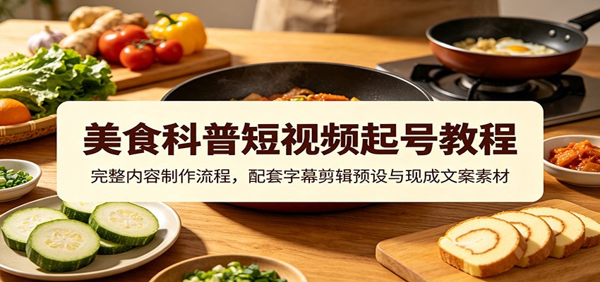 美食科普短视频起号教程：完整内容制作流程，配套字幕剪辑预设与现成文案素材-藏宝阁