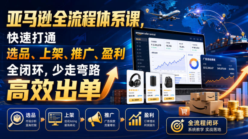 亚马逊全流程体系课，快速打通选品、上架、推广、盈利全闭环，少走弯路高效出单-藏宝阁