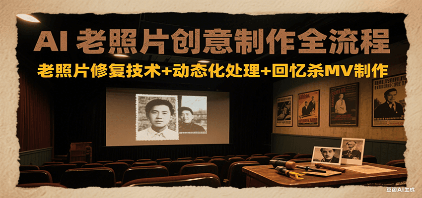 AI老照片创意制作全流程：老照片修复技术+动态化处理+回忆杀MV制作-藏宝阁