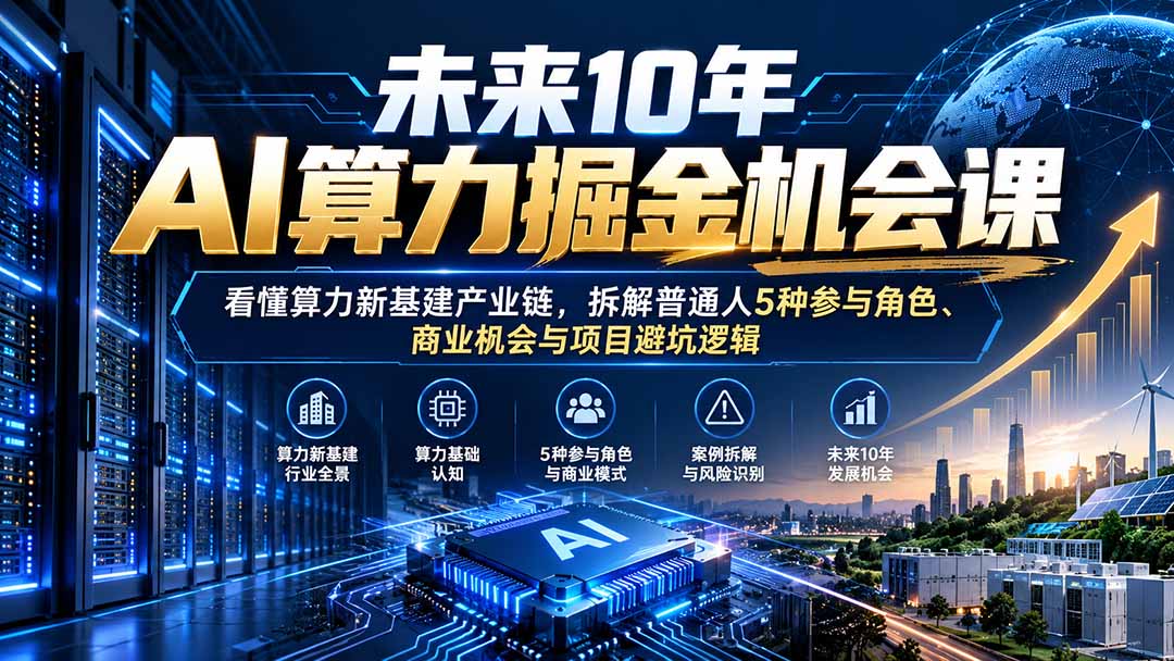 未来10年AI算力掘金机会课：看懂算力新基建产业链，拆解普通人5种参与角色、商业机会与项目避坑逻辑-藏宝阁