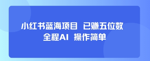 小红书蓝海项目，全程AI，操作简单，已挣五位数-藏宝阁