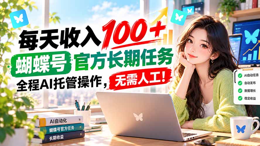 每天收入100＋， 蝴蝶号官方长期任务， 全程ai托管操作，无需人工！-藏宝阁