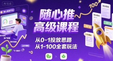 随心推高级课程，从0-1投放思路，也有从1-100的全套玩法-藏宝阁