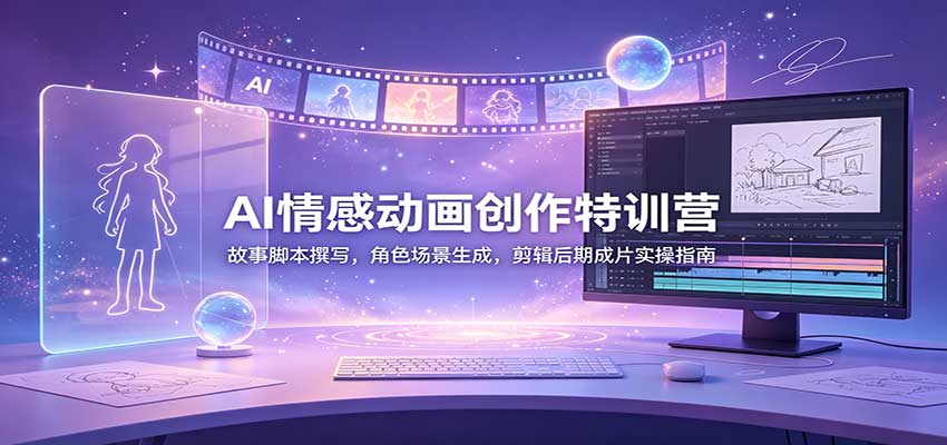 AI情感动画创作特训营：故事脚本撰写，角色场景生成，剪辑后期成片实操指南-藏宝阁