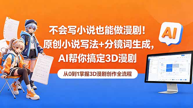 不会写小说也能做漫剧！原创小说写法+分镜词生成，AI帮你搞定3D漫剧-藏宝阁