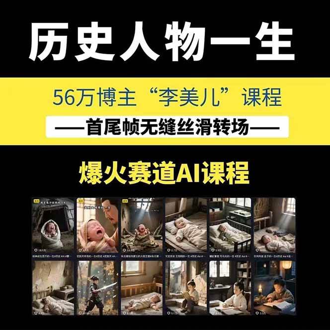 图片[1]-AI历史人物短视频创作，含IP打造、首尾帧无缝转场、智能体视频制作等核心教学内容-藏宝阁