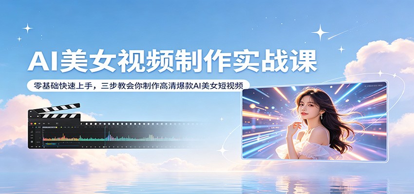AI美女视频制作实战课：零基础快速上手，三步教会你制作高清爆款AI美女短视频-藏宝阁