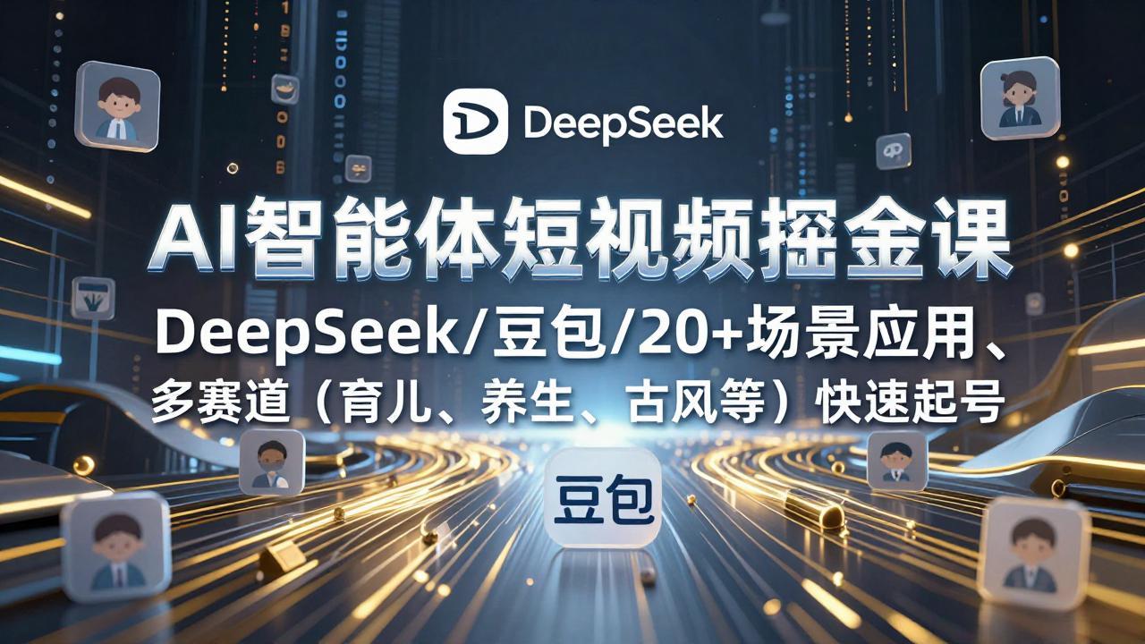 AI智能体短视频掘金课，DeepSeek/豆包/20+场景应用、多赛道(育儿、养生、古风等-藏宝阁