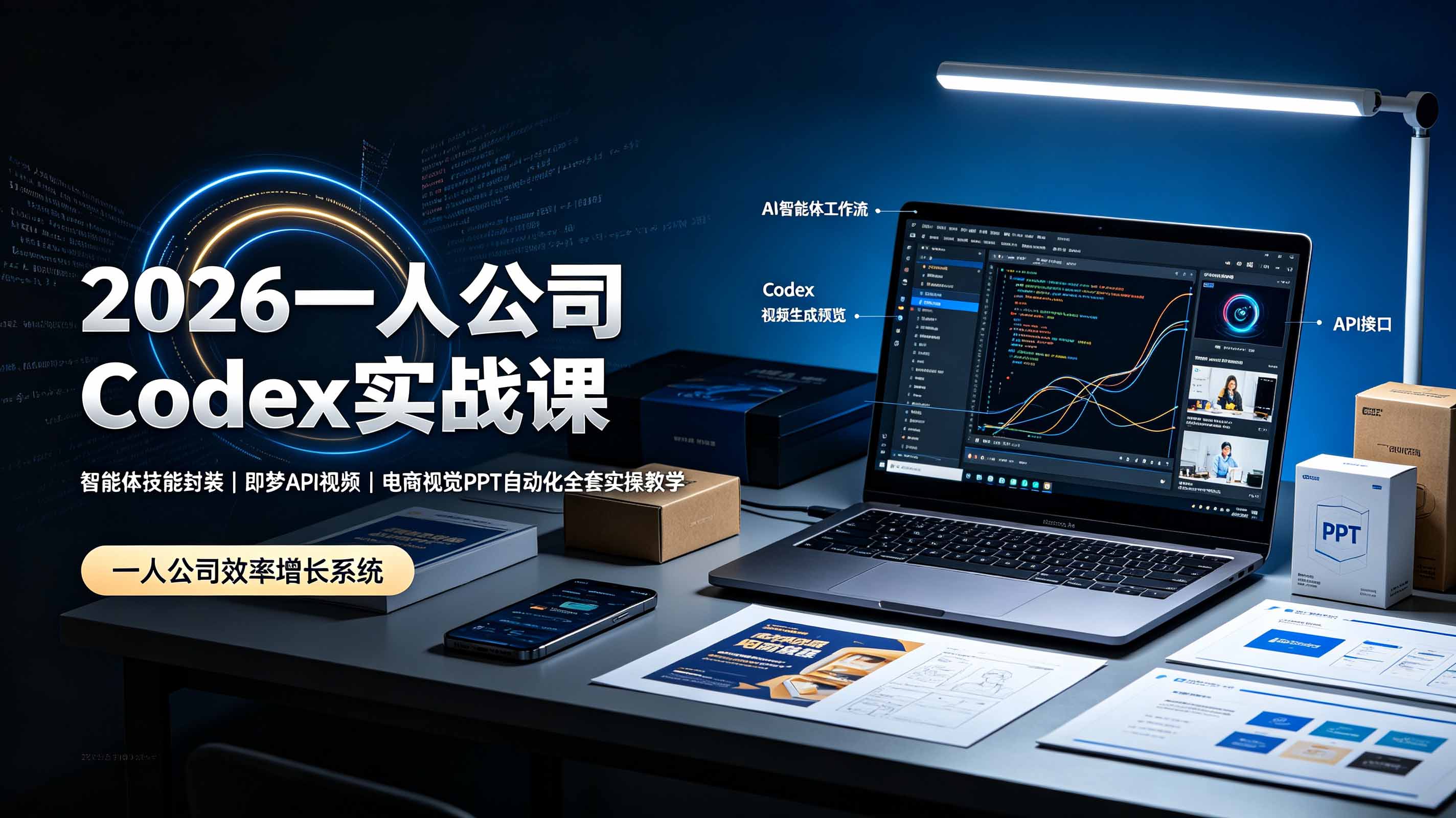 2026一人公司Codex实战课◆智能体技能封装｜即梦API视频｜电商视觉PPT自动化全套实操教学-藏宝阁