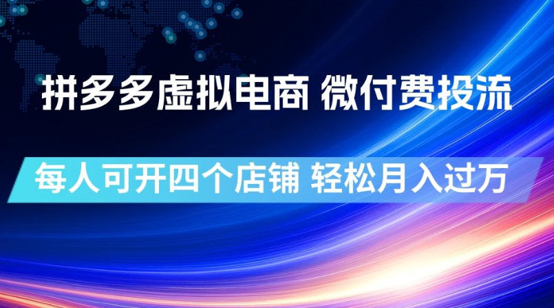 拼多多虚拟电商，微付费投流玩法，每人可开四个店，轻松月入过1W【揭秘】-藏宝阁
