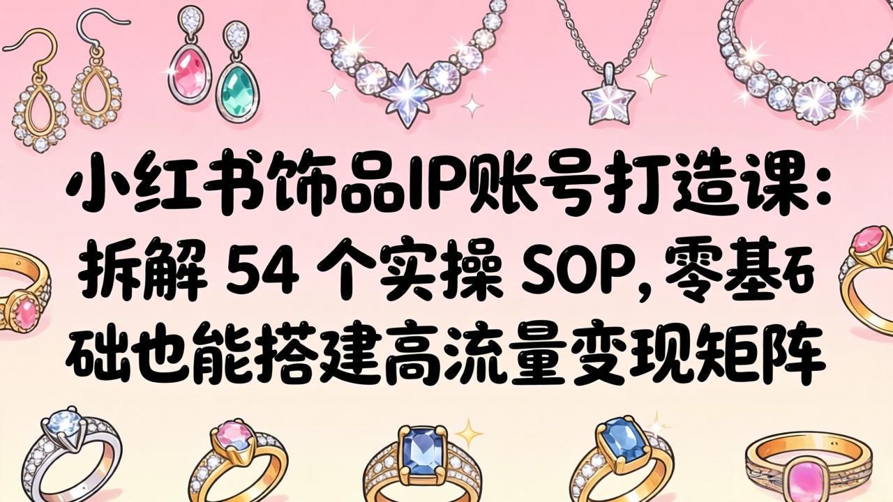 小红书饰品IP账号打造课：拆解 54 个实操 SOP，零基础也能搭建高流量变现矩阵-藏宝阁