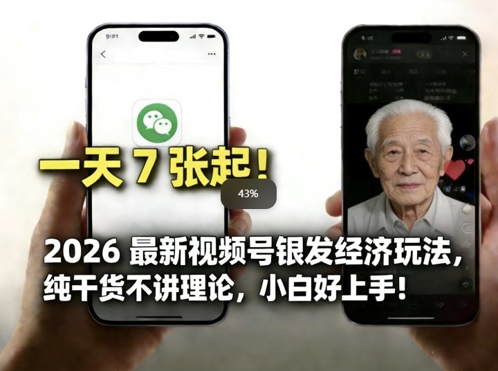 2026最新视频号银发经济玩法，轻松每天7张起，小白也可做-藏宝阁