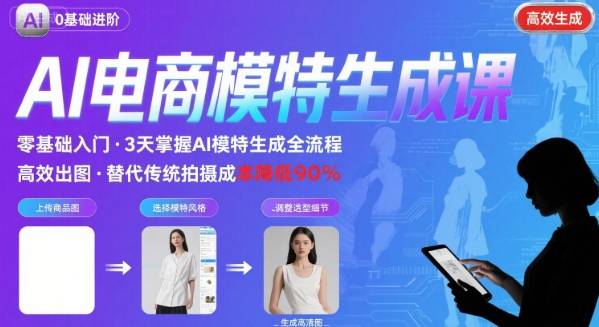 AI模特进阶课程，0基础高效生成逼真电商模特图-藏宝阁