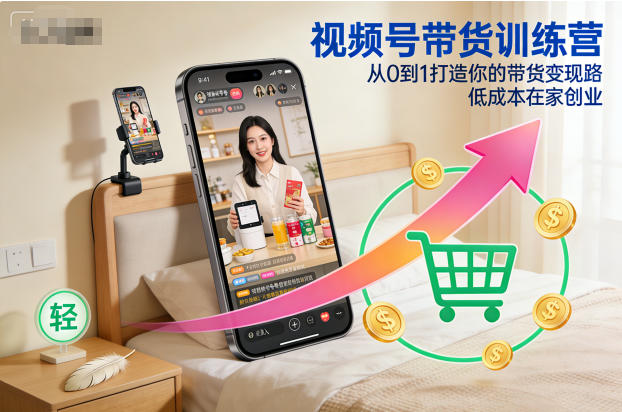 视频号带货训练营，从0到1打造你的带货变现路，低成本在家创业-藏宝阁