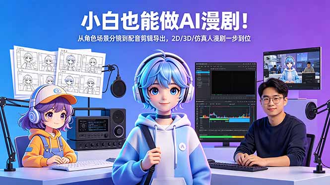 小白也能做AI漫剧！从角色场景分镜到配音剪辑导出，2D/3D/仿真人漫剧一步到位-藏宝阁