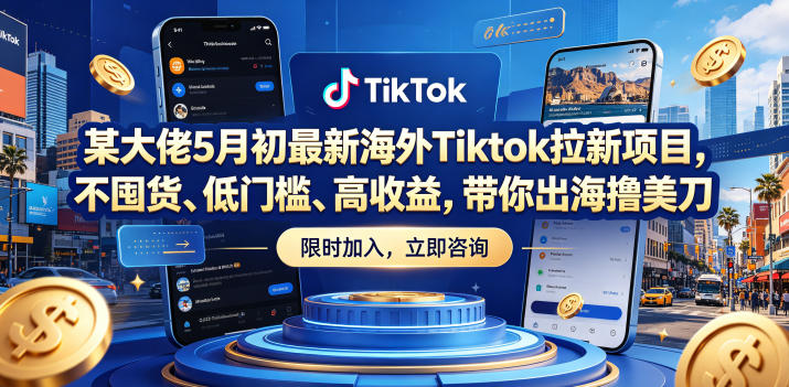 某大佬5月初最新海外Tiktok拉新项目，不囤货、低门槛、高收益，带你出海撸美刀-藏宝阁
