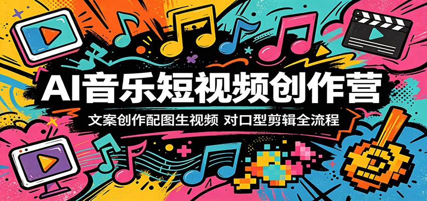 AI音乐短视频创作营：文案创作配图生视频，对口型剪辑全流程-藏宝阁