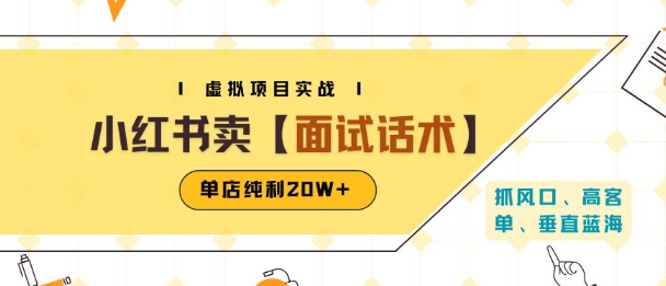 小红书虚拟项目掘金，卖面试话术资料，单店纯利20W+(附爆款笔记制作方法)-藏宝阁