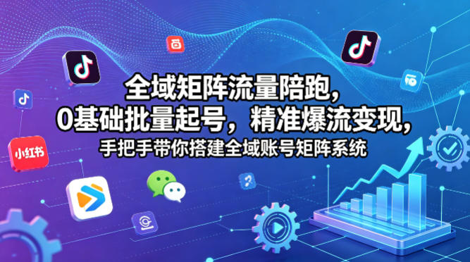 全域矩阵流量陪跑，0基础批量起号，精准爆流变现，手把手带你搭建全域账号矩阵系统-藏宝阁