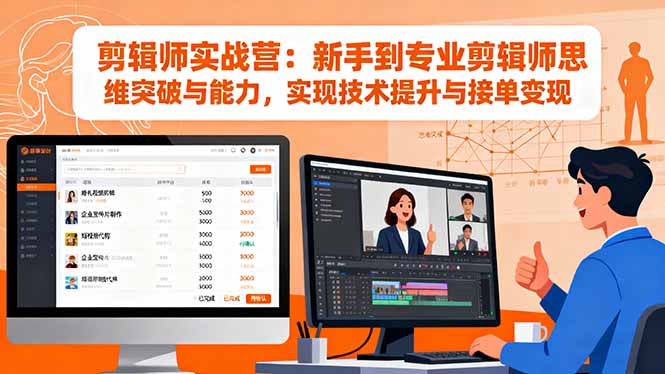 剪辑师实战营：新手到专业剪辑师思维突破与能力，实现技术提升与接单变现-藏宝阁