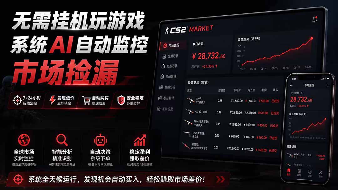 系统AI自动监控市场捡漏，不用玩游戏|只需要一部手机|支持任何形式数据验证-藏宝阁
