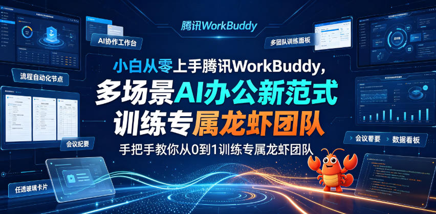 小白从零上手腾讯WorkBuddy，多场景AI办公新范式实战，手把手教你从0到1训练专属龙虾团队-藏宝阁