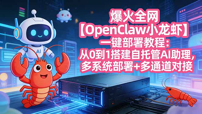 爆火全网【OpenClaw 小龙虾】一键部署教程：从0到1搭建自托管AI助理，多系统部署+多通道对接-藏宝阁