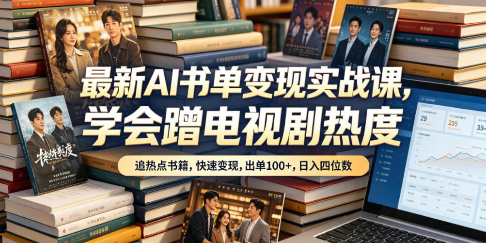 最新AI书单变现实战课，学会蹭电视剧热度，追热点书籍，快速变现，出单100+，日入四位数-藏宝阁