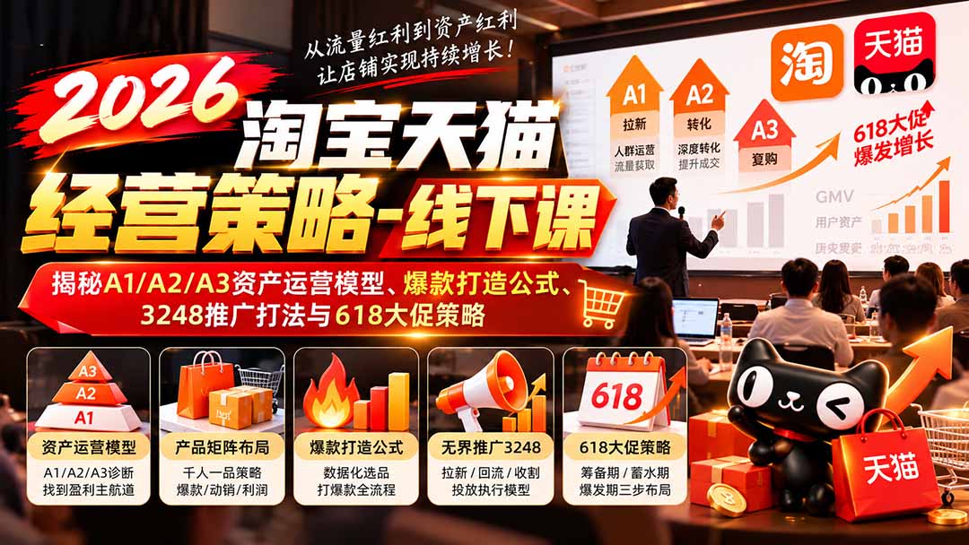 2026淘宝天猫经营策略-线下课-更新1019：揭秘A1/A2/A3资产运营模型、爆款打造公式、3248推广打法与618大促策略-藏宝阁