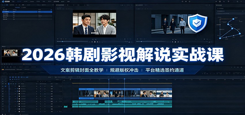 2026韩剧影视解说实战课：文案剪辑封面全教学，规避版权冲击平台精选签约通道-藏宝阁