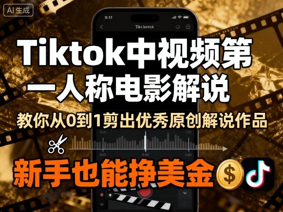 Tiktok中视频第一人称电影解说，教你从0到1剪出一个优秀的原创解说作品，新手也能挣美金-藏宝阁