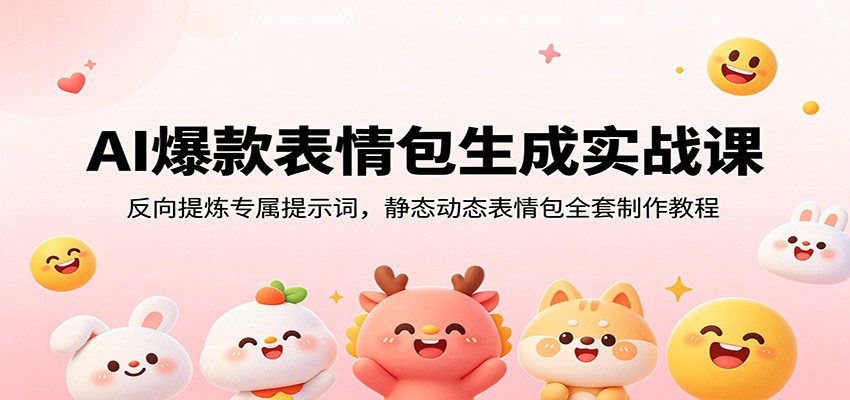 AI爆款表情包生成实战课：反向提炼专属提示词，静态动态表情包全套制作教程-藏宝阁