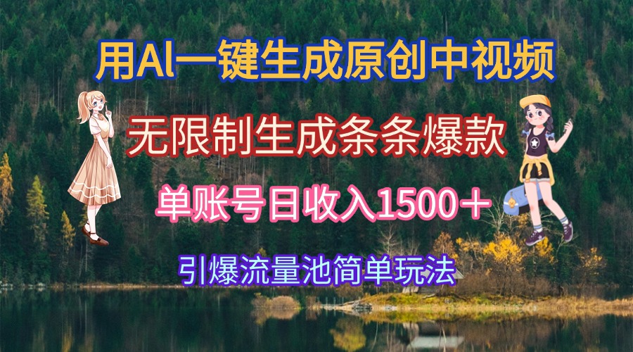 用Al一键生成原创中视频，无限制生成条条爆款，单账号日收入1500＋引爆…-藏宝阁
