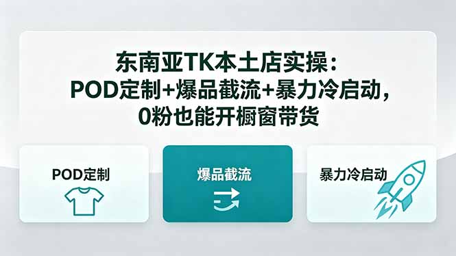 东南亚TK本土店实操-5月更新：POD定制+爆品截流+暴力冷启动，0粉也能开橱窗带货-藏宝阁