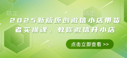 2025新版原创微信小店带货者实操课，教你微信开小店-藏宝阁